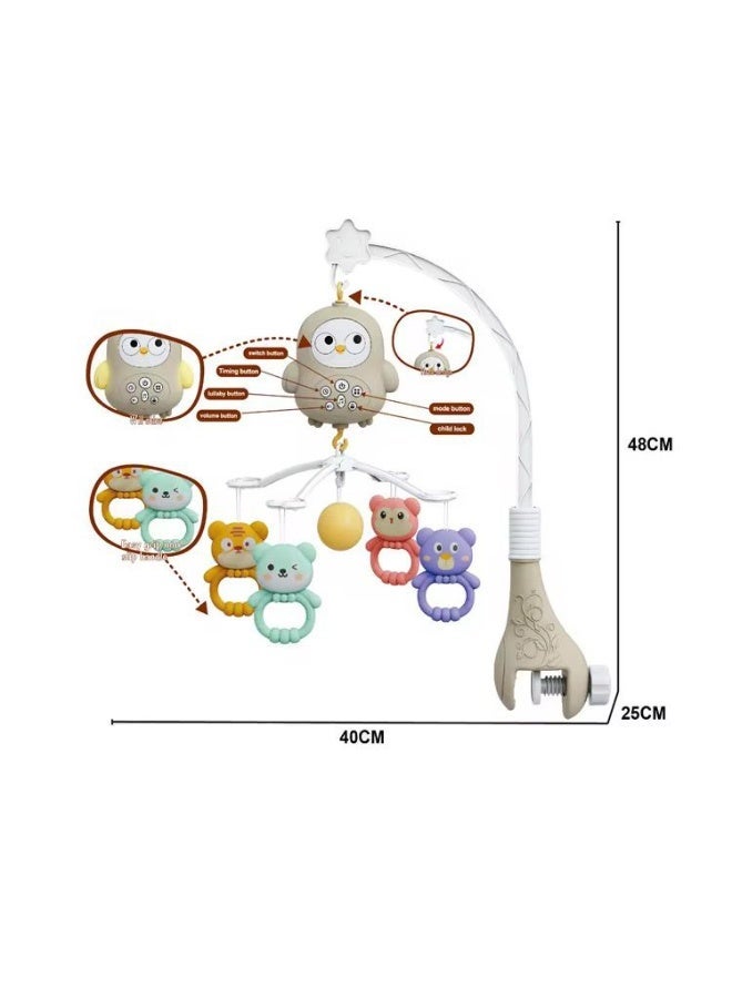 Musical Baby Bed Bell Crib Mobile with Cute Owl & Animal Toys – Rotating Lights, Soothing Music & Hanging Rattles – Easy Crib Attachment Sensory Toy for Newborns & Infants - Image 2